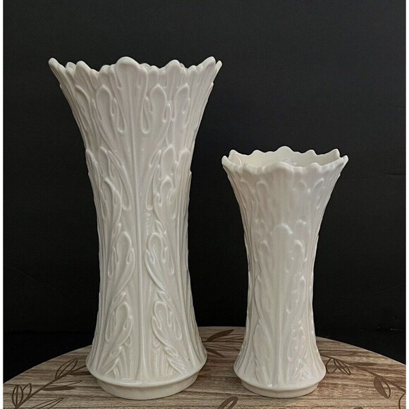 Vtg 8.5" & 6.25" Lenox Vases Acanthus Leaves Woodland Collection of Lot 2 USA - Picture 1 of 7